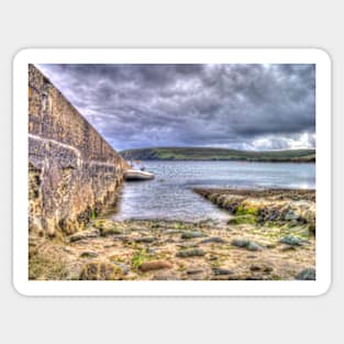 Moored dinghy, Houbie Beach, Fetlar Sticker